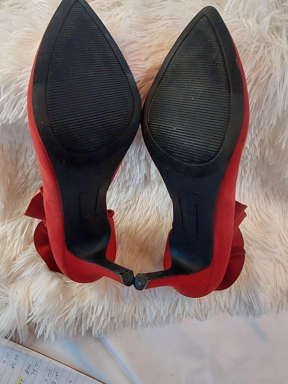 Christian Siriano Keira Red Ruffle Stiletto Heels SZ 7.5 Like New Only worn Once - Picture 8 of 9